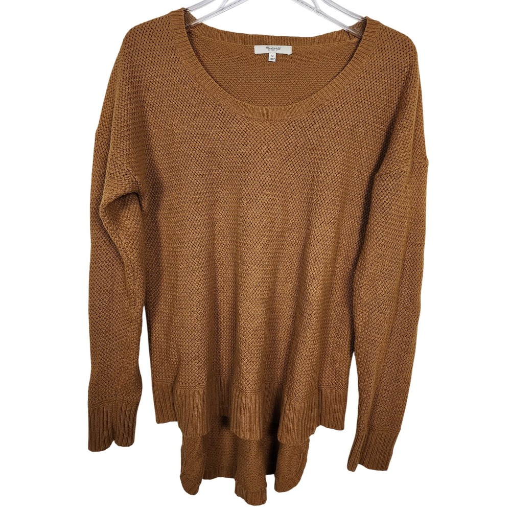 Madewell Womens Size M Brown Textured Knit Long Sleeve Pullover‎ Sweater Retro